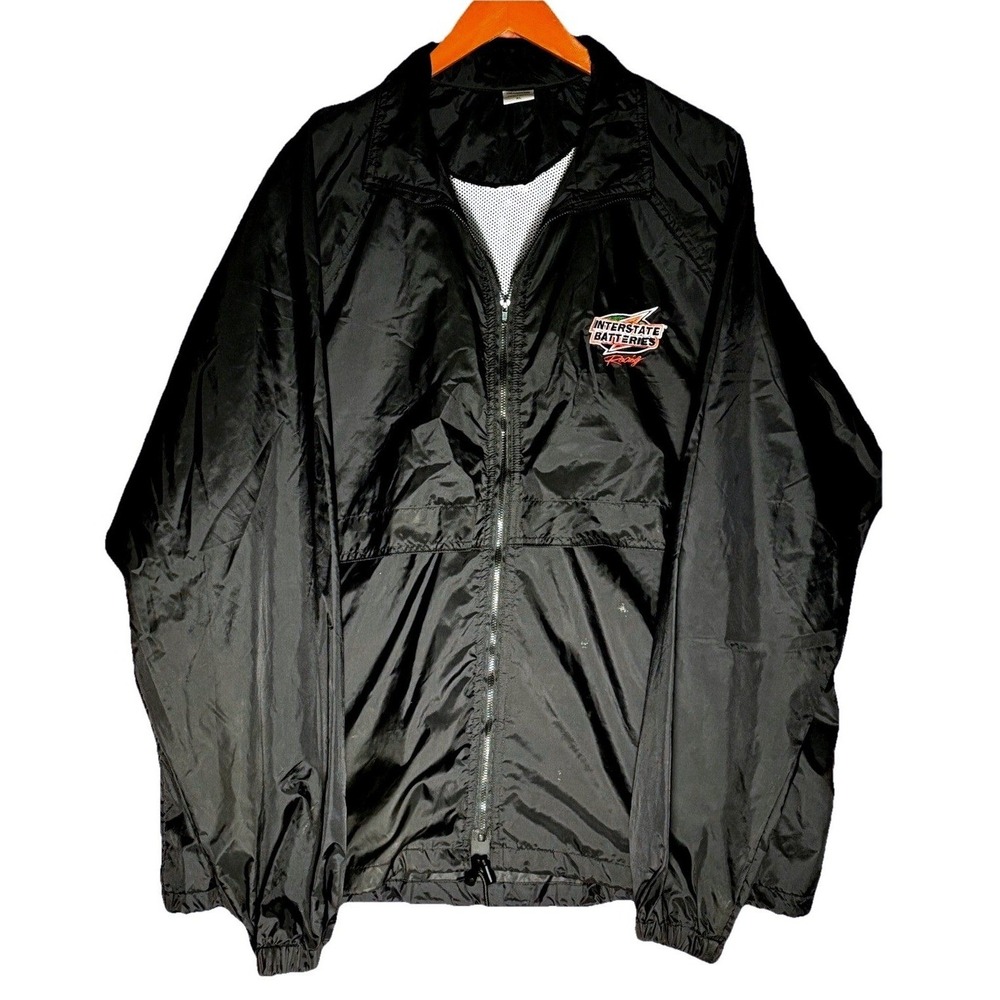 NASCAR Interstate Batteries Racing Windbreaker Size XL Black Jacket #18 Full Zip